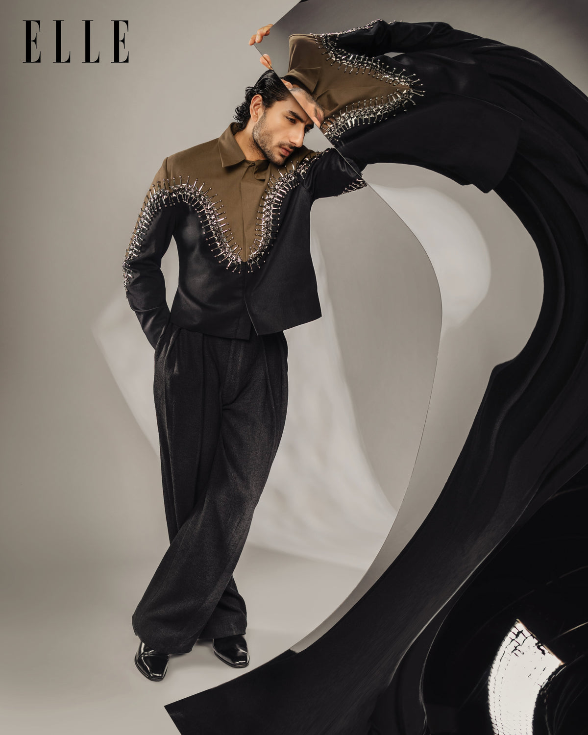 Ibrahim Ali Khan wears ROSANI in ELLE India's September cover story