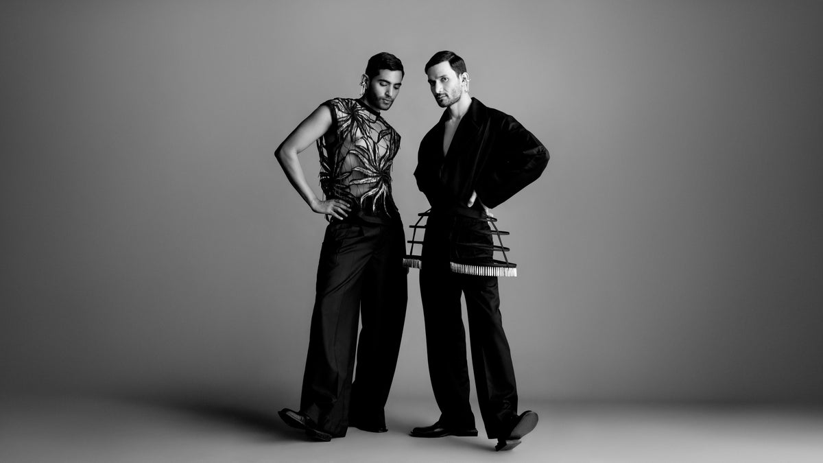 ROSANI ANIMA & ANIMUS collection look with sculptural tailoring and embroidery