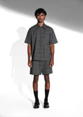 ROSANI The Capsule shirt in grey - cotton half-sleeve shirt with eyelet pocket detail, front view