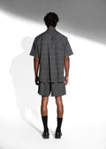 ROSANI The Capsule shirt in grey - cotton half-sleeve shirt with eyelet pocket detail, back view