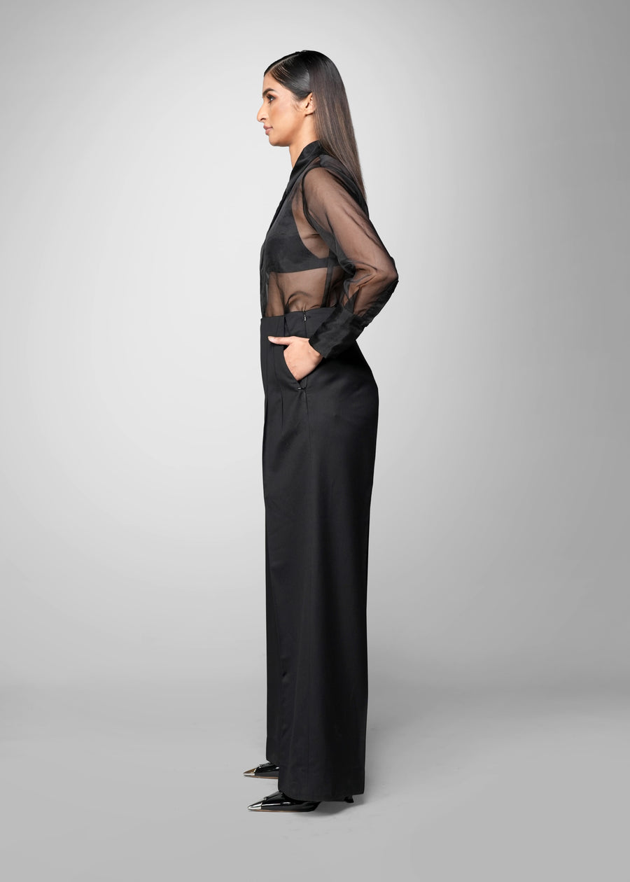 ROSANI The Cloud shirt in black - featherweight organza shirt, side view