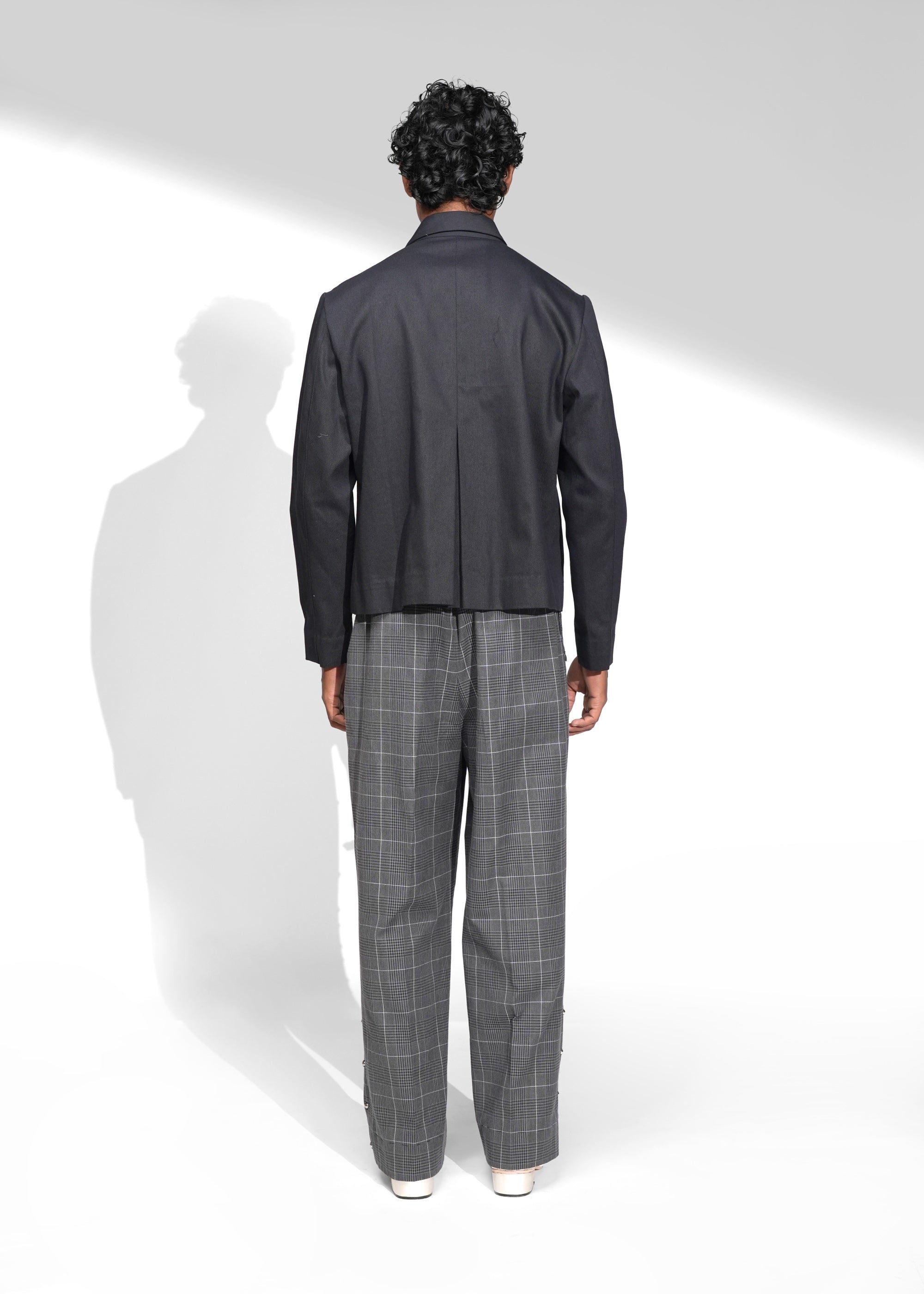 ROSANI The Dome jacket in black - cropped jacket with deep inverted box pleats, side view