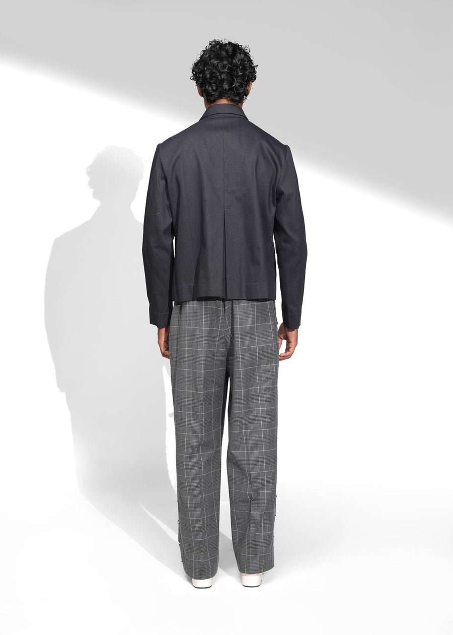ROSANI The Dome jacket in black - cropped jacket with deep inverted box pleats, side view