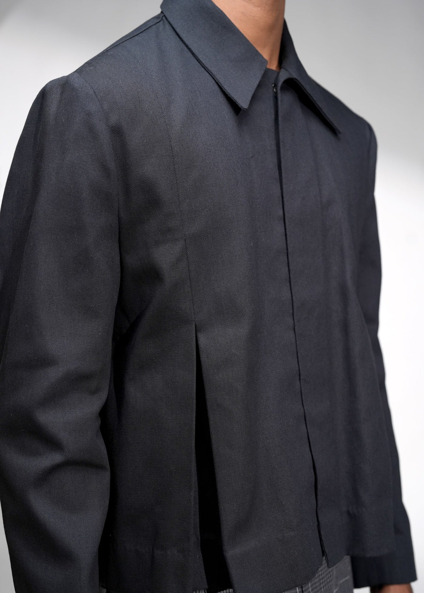 ROSANI The Dome jacket in black - cropped jacket with deep inverted box pleats, back view