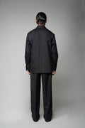 ROSANI The Eclipse shirt in black - full-sleeve shirt with metallic shoulder detail, side view
