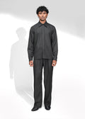 ROSANI The Nave shirt in black - pinstripe full-sleeve shirt with concealed placket, front view