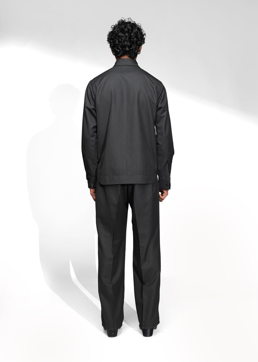 ROSANI The Nave shirt in black - pinstripe full-sleeve shirt, front side view