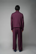 ROSANI The Pulse trouser in plum - high-waisted pleated trouser with elastic waistband, back view