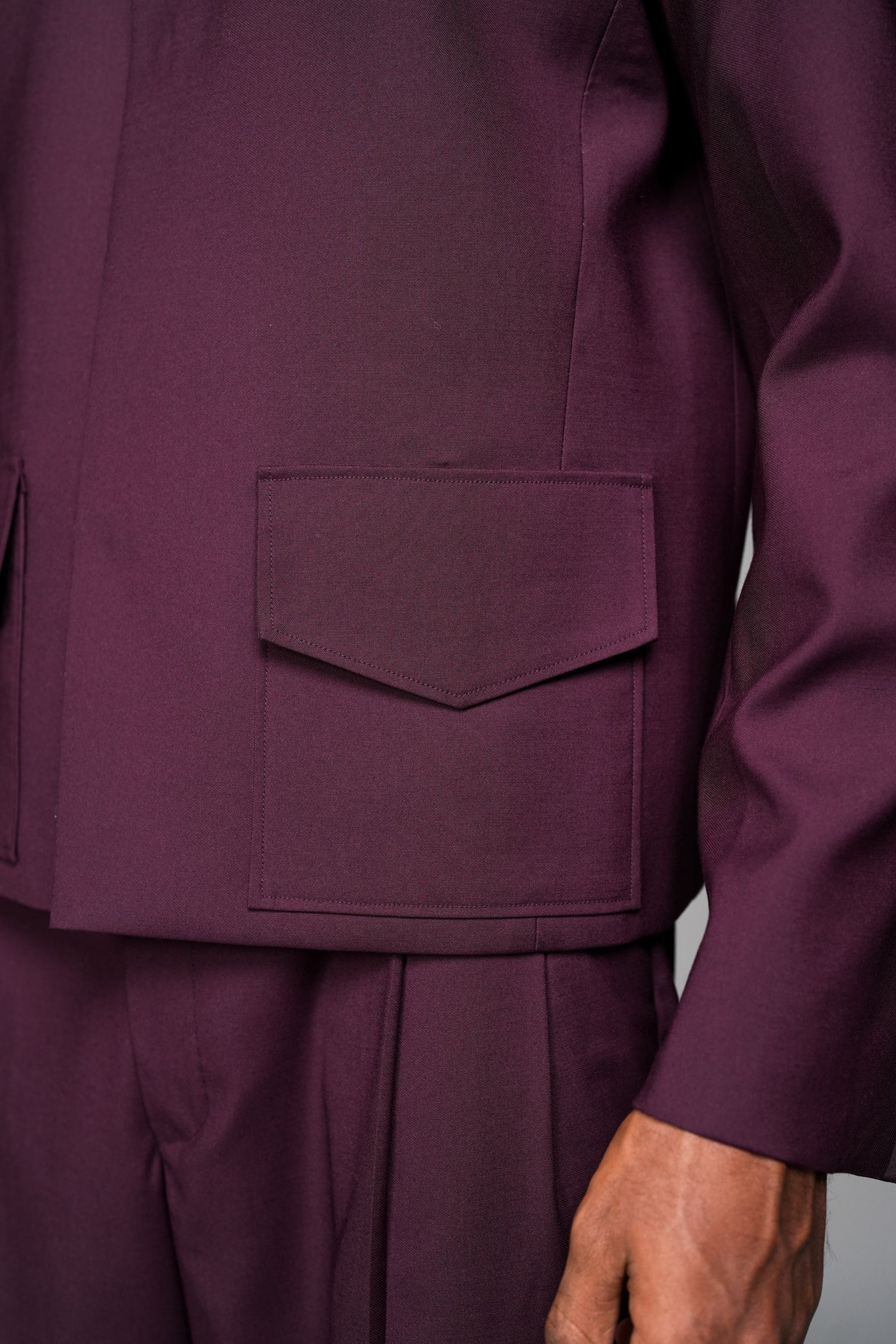 ROSANI The Portal jacket in plum - lining detail, inside view