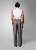 ROSANI The Root shirt in pink - sleeveless vest with deep apple-cut hem and front invisible zip, back view