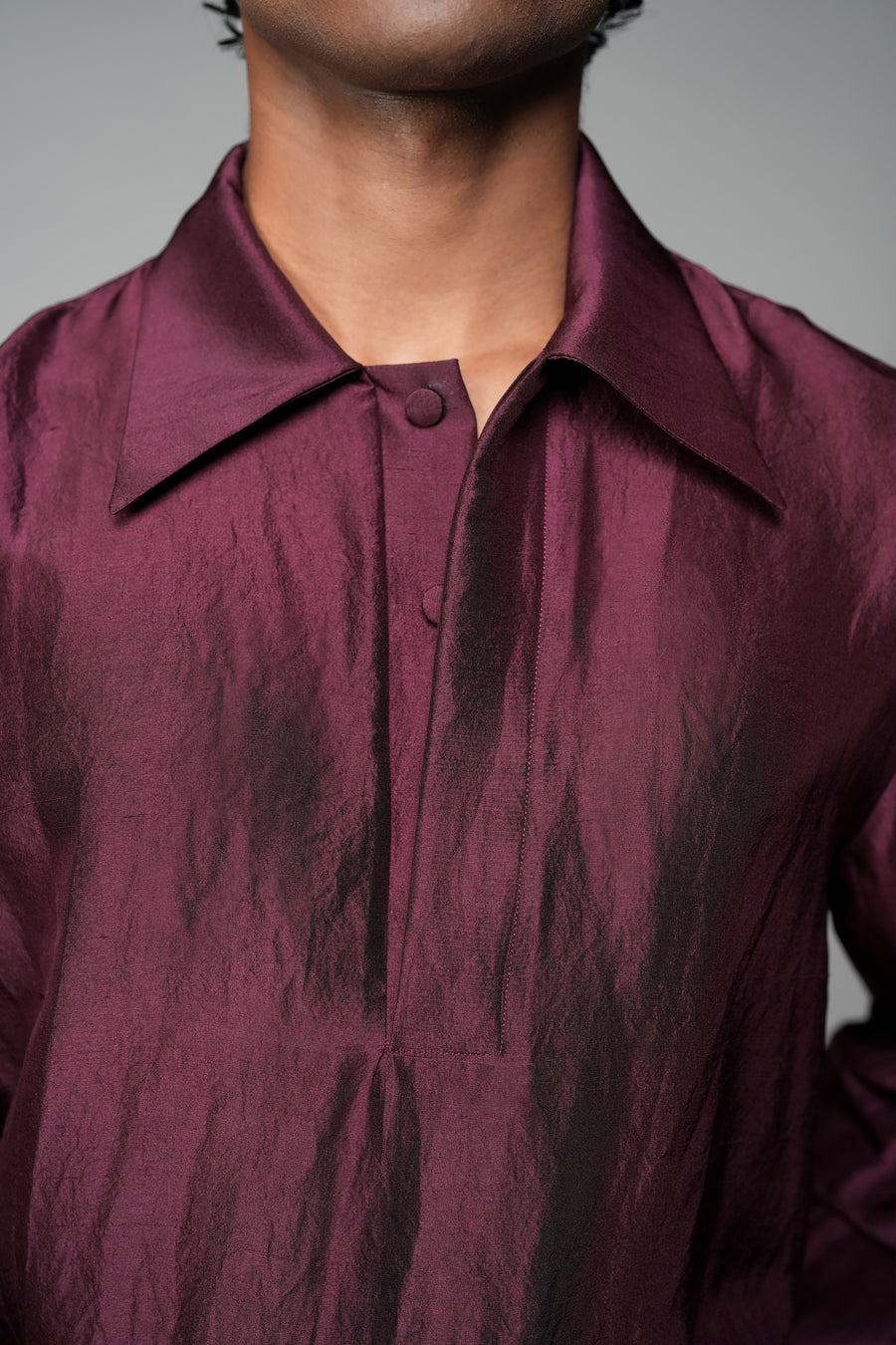 ROSANI The Solace shirt in plum - silk full-sleeve shirt, back view