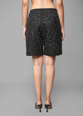 ROSANI The Stone shorts in black - multi-tone metallic embellishment detail, close-up