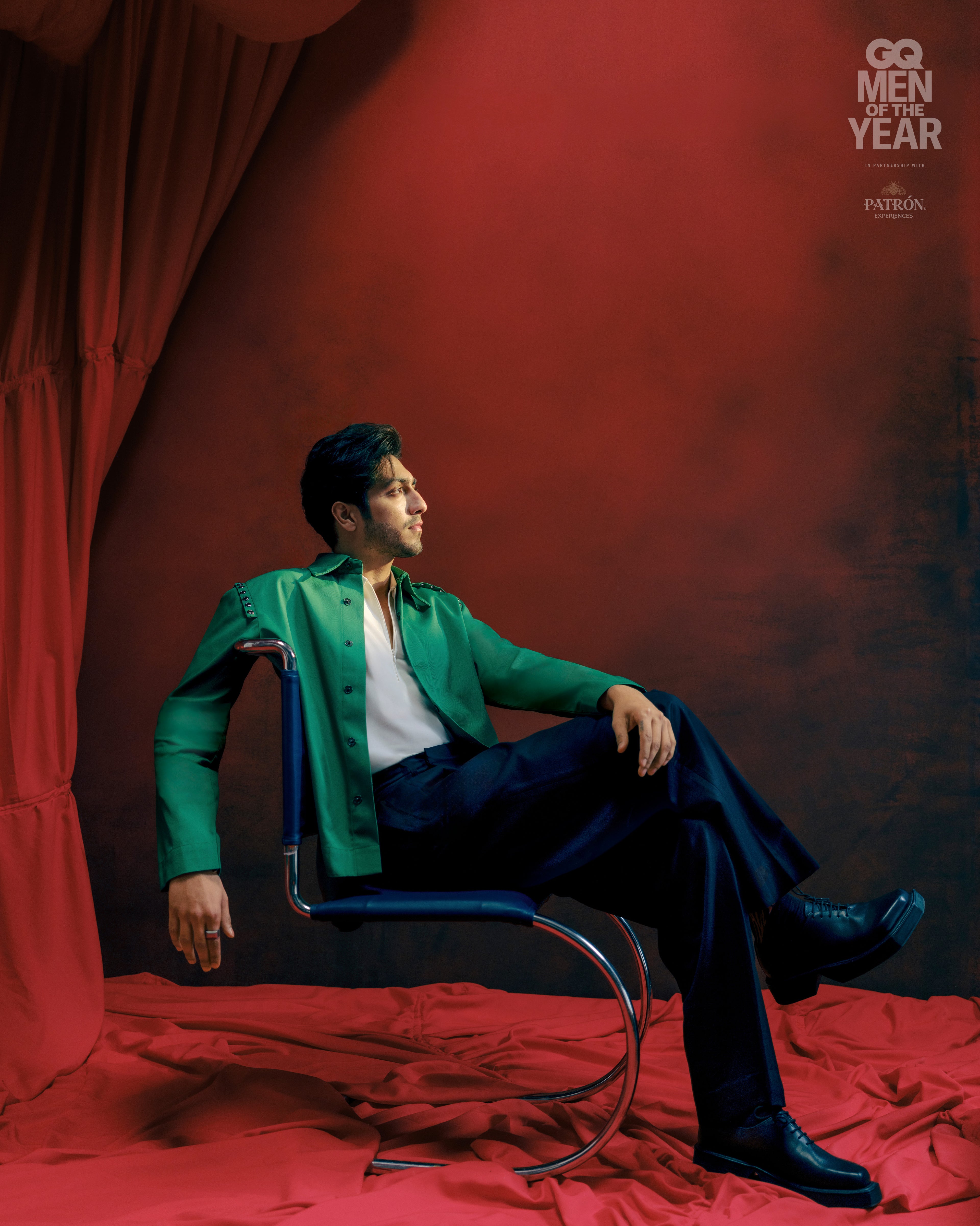 Ahaan Panday in ROSANI architectural silhouettes: Chamber Shacket and Arantza Trousers for GQ Men of the Year 2025.