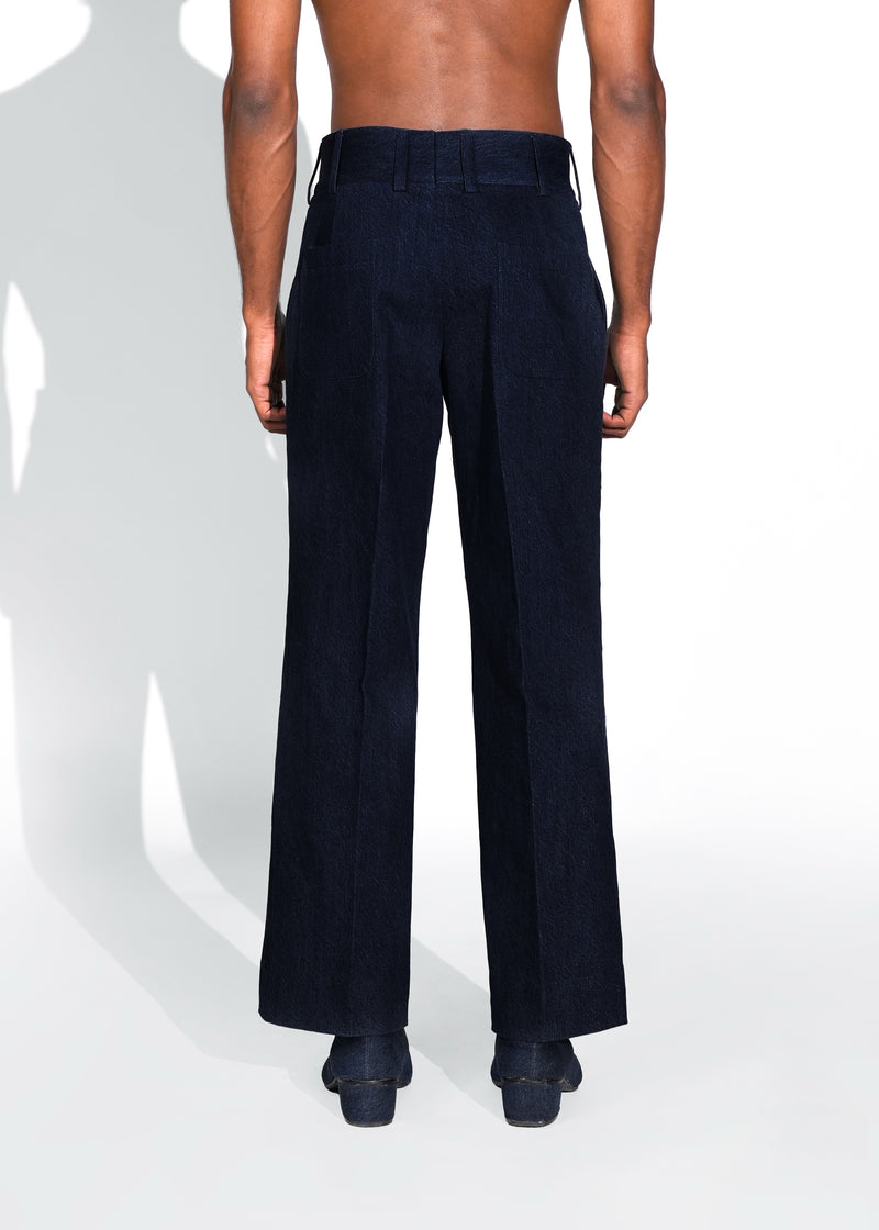 ROSANI The Axis jeans in dark indigo denim - mid-rise straight-leg jeans with subtle flare and clean front seam detailing, back view