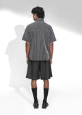 ROSANI The Frame shirt in black - hand-embroidered cotton thread stripe shirt, back view