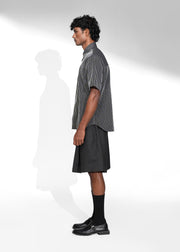 ROSANI The Frame shirt in black - hand-embroidered cotton thread stripe shirt, side view