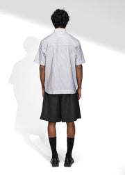 ROSANI The Frame shirt in white - hand-embroidered cotton thread stripe shirt, back view