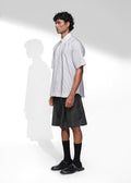 ROSANI The Frame shirt in white - hand-embroidered cotton thread stripe shirt, front side view