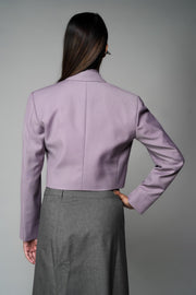 ROSANI The Horizon set in wisteria - cropped blazer with matching sleeveless shirt and tie, back view