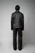 ROSANI The Lumen blazer in black - fully thread-embroidered blazer styled with matching trouser, back view