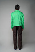 ROSANI The Pavillion jacket in shamrock green - fully embellished jacket with metallic detail, back view