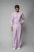 ROSANI The Pulse trouser in wisteria - high-waisted tailored trousers with front pleats and wide-leg fit, front view