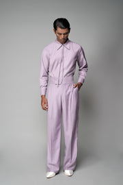 ROSANI The Pulse trouser in wisteria - high-waisted tailored trousers with front pleats and wide-leg fit, front view