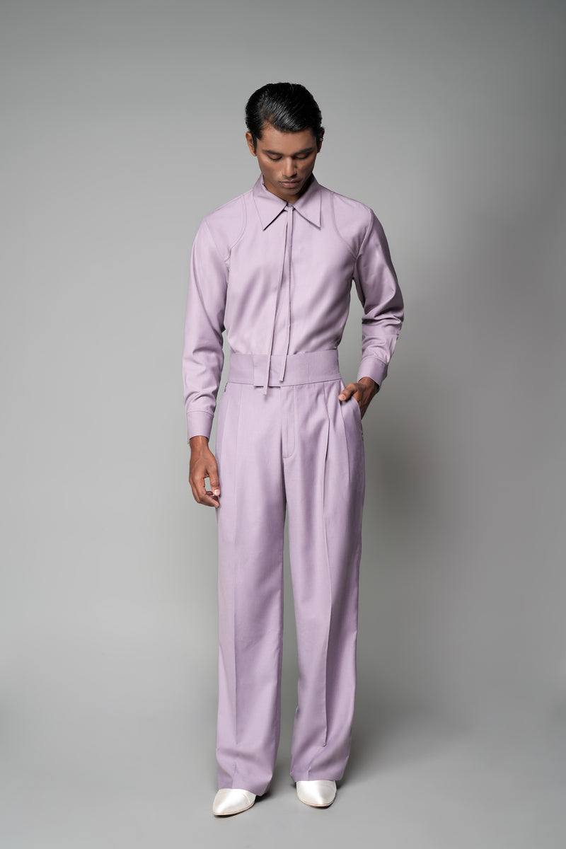 ROSANI The Pulse trouser in wisteria - high-waisted tailored trousers with front pleats and wide-leg fit, front view
