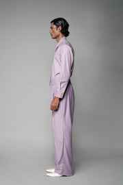 ROSANI The Pulse trouser in wisteria - high-waisted tailored trousers with front pleats and wide-leg fit, side view