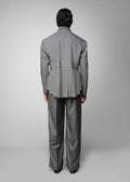 ROSANI The Sanctum jacket in grey - pleated padded blazer with front clasps closure, back view styled with matching trouser