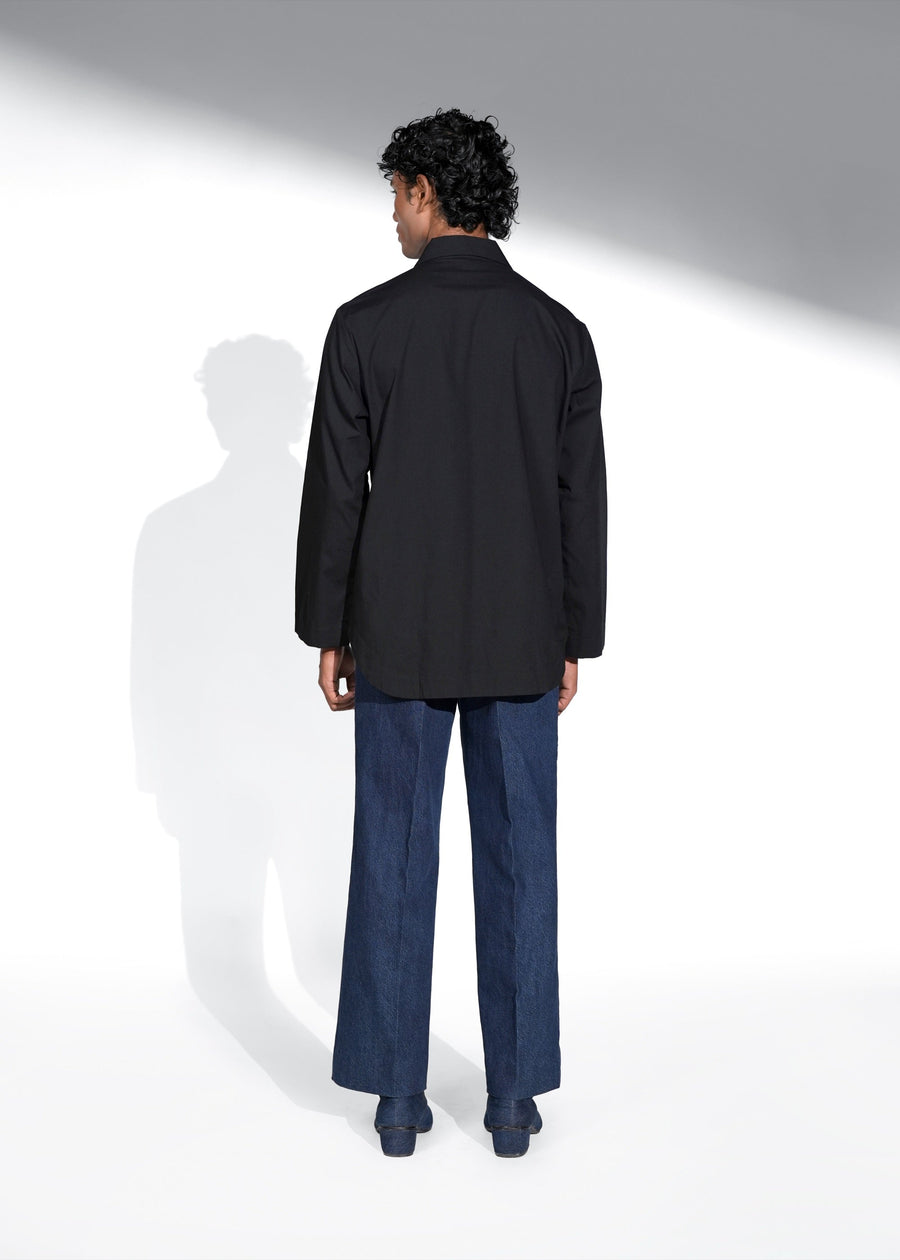 ROSANI The Serenity shirt in black - full-sleeve shirt with layered collar, back view