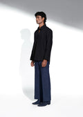ROSANI The Serenity shirt in black - full-sleeve shirt with layered collar, front side view