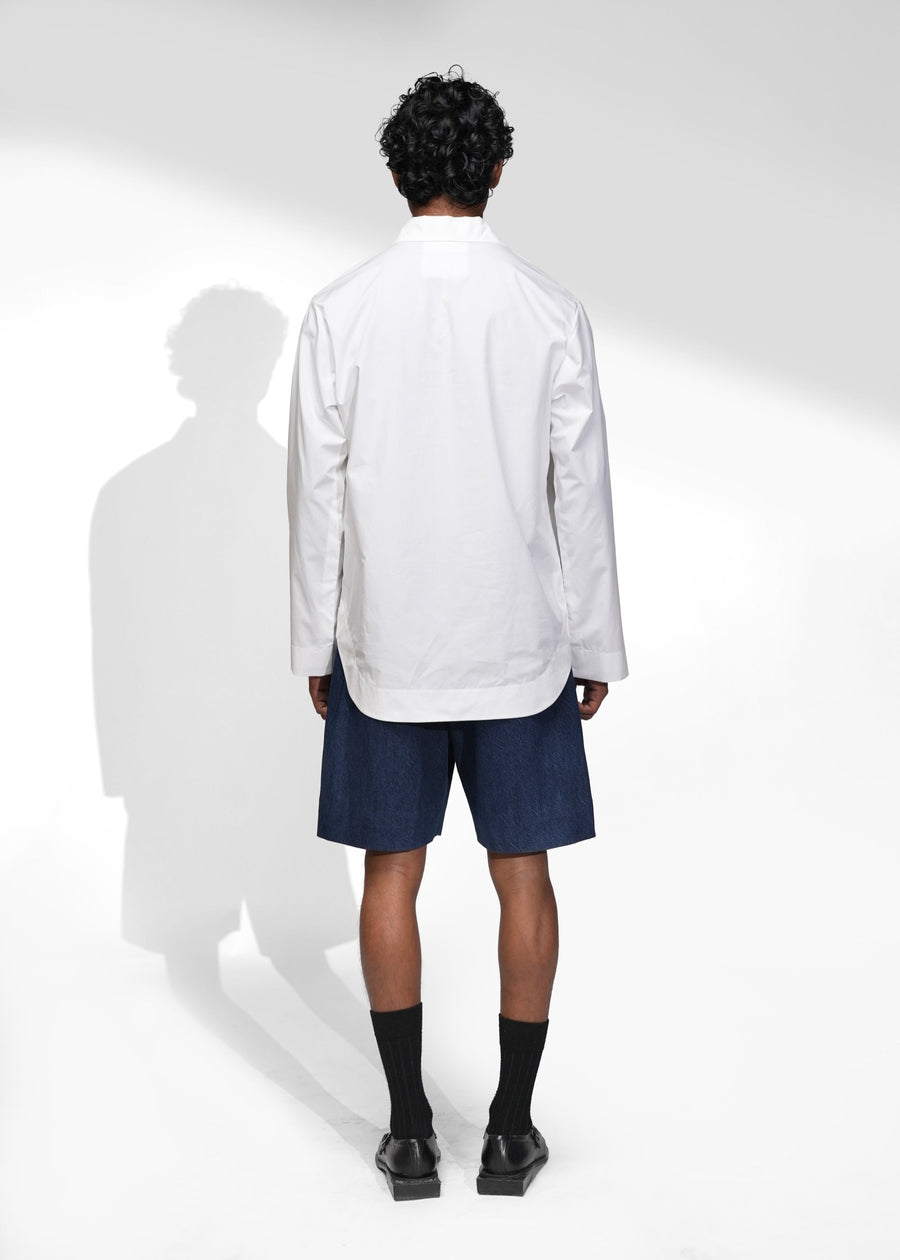 ROSANI The Serenity shirt in white - full-sleeve shirt with layered collar, back view