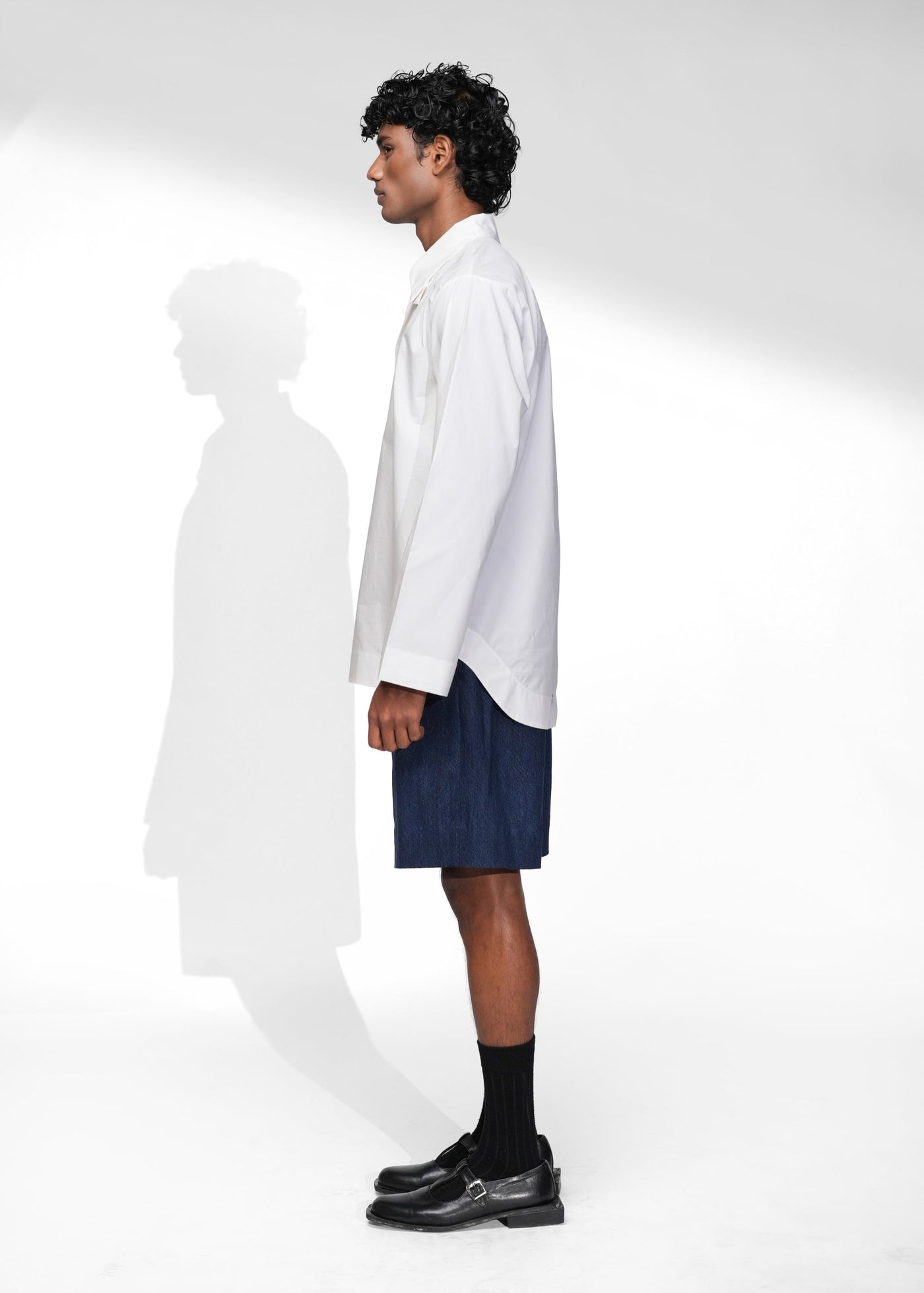 ROSANI The Serenity shirt in white - full-sleeve shirt with layered collar, side view