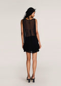 ROSANI The Accorde dress in black - black georgette little-black-dress with frill hem, back view