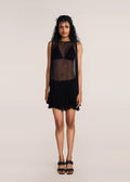 ROSANI The Accorde dress in black - black georgette little-black-dress with frill hem, front view