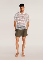 ROSANI The Affinitas t-shirt in white - white chemical-cut lace polyester t-shirt, front view