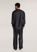 ROSANI The Aligne trouser in charcoal - charcoal press-button embroidered suiting trouser, back view, alternate angle