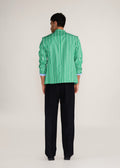 ROSANI The Allineamento blazer in shamrock - shamrock cotton blazer with contrast striped lining, back view