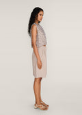 ROSANI The Cercania vest in sand dune - sand dune cropped vest with all-over metal second-skin embroidery, side view