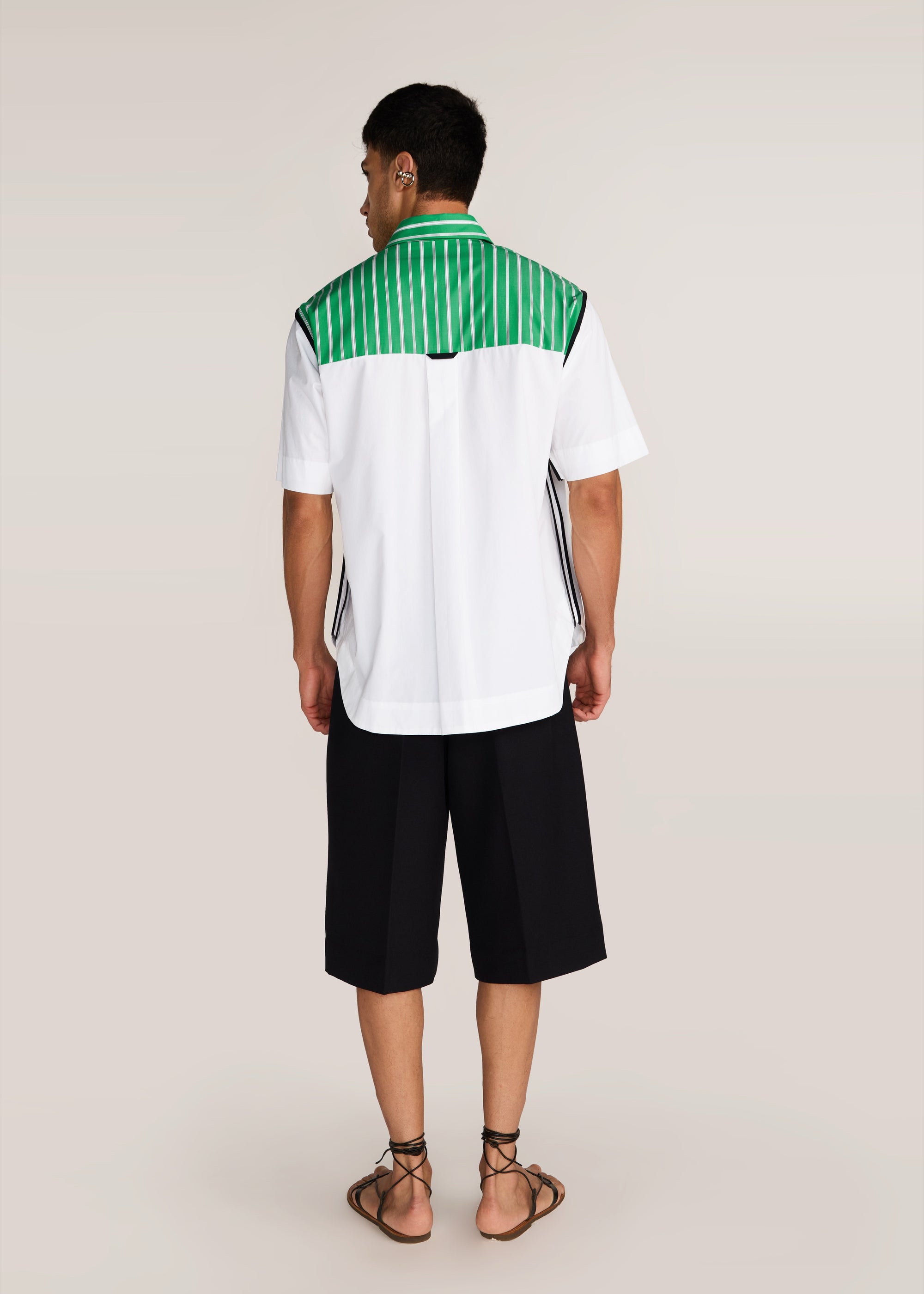 ROSANI The Coelis shirt in white & shamrock - white and shamrock panel half-sleeve shirt with ROSANI signature, back view