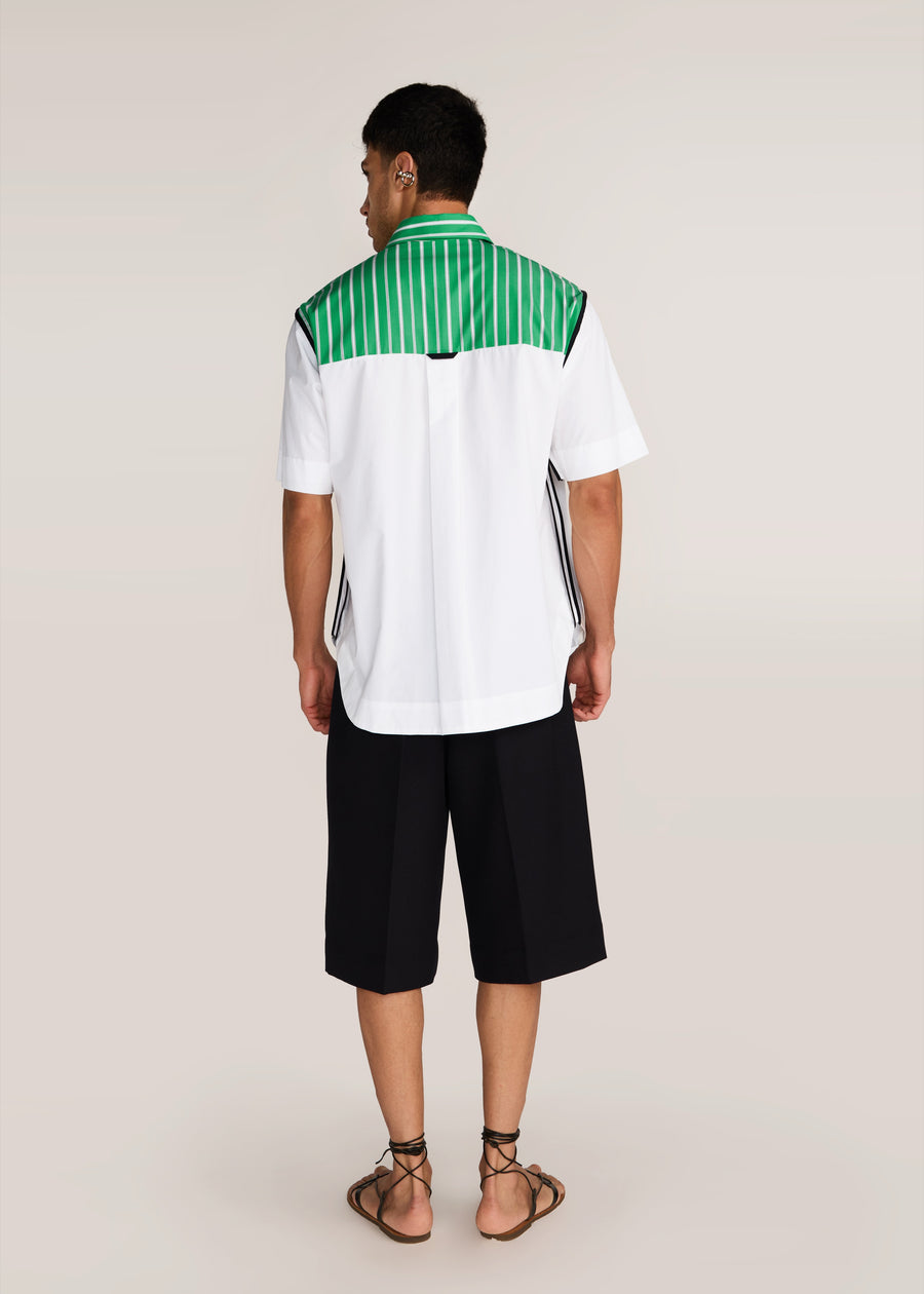 ROSANI The Coelis shirt in white & shamrock - white and shamrock panel half-sleeve shirt with ROSANI signature, back view