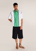 ROSANI The Coelis shirt in white & shamrock - white and shamrock panel half-sleeve shirt with ROSANI signature, front view