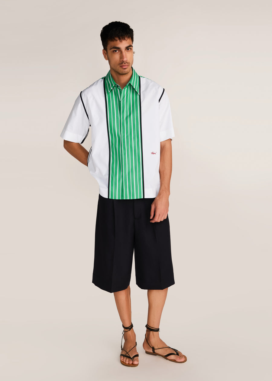 ROSANI The Coelis shirt in white & shamrock - white and shamrock panel half-sleeve shirt with ROSANI signature, front view