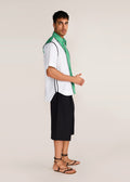 ROSANI The Coelis shirt in white & shamrock - white and shamrock panel half-sleeve shirt with ROSANI signature, side view