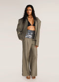 ROSANI The Coena blazer in olive blossom - olive blossom strong-shoulder suiting blazer, front view