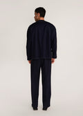 ROSANI The Cohors shacket in black - black cotton shacket with metallic botanical embroidery, back view