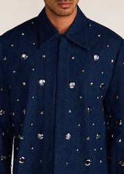ROSANI The Concordia jacket in midnight denim - midnight denim eyelet jacket, craft detail