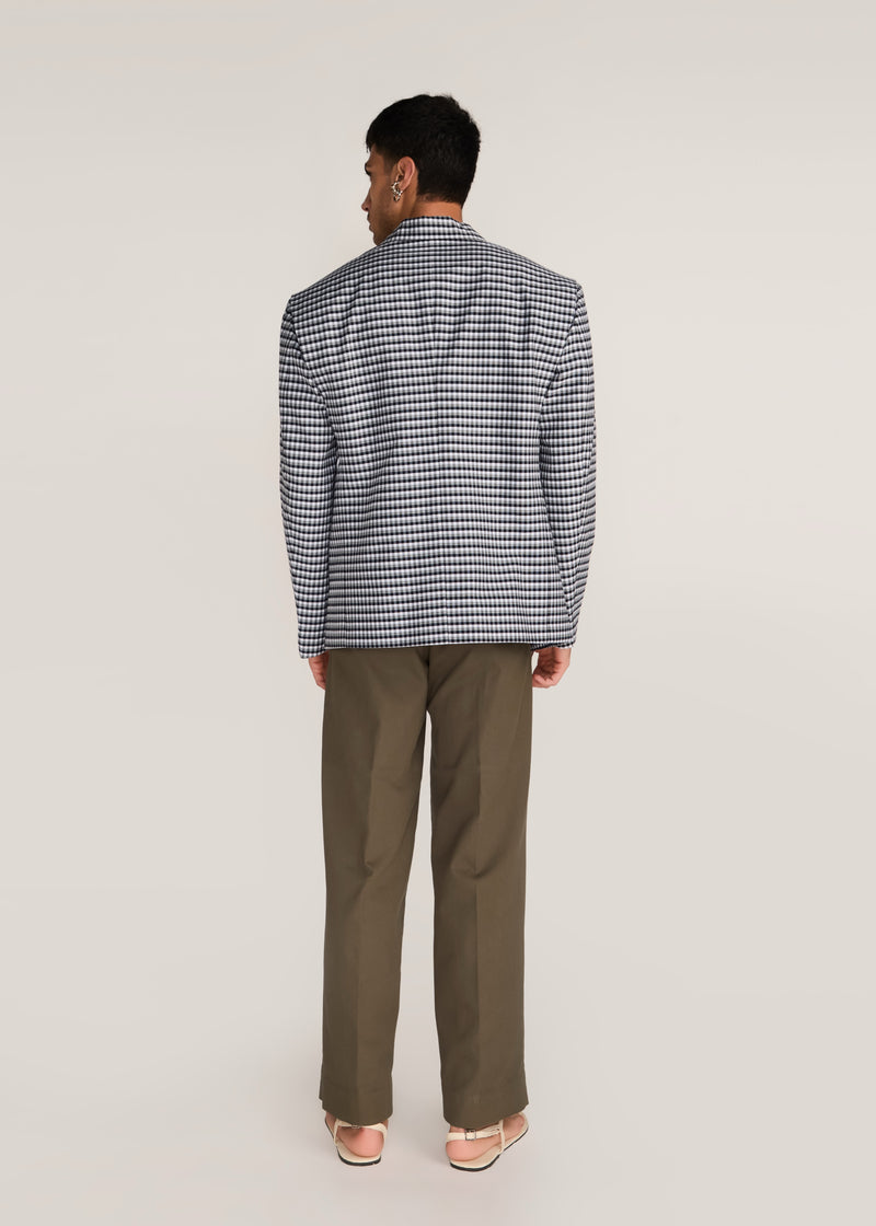 ROSANI The Conexão blazer in black & white - black and white check cotton blazer, back view