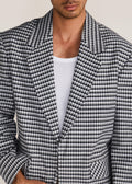 ROSANI The Conexão blazer in black & white - black and white check cotton blazer, craft detail